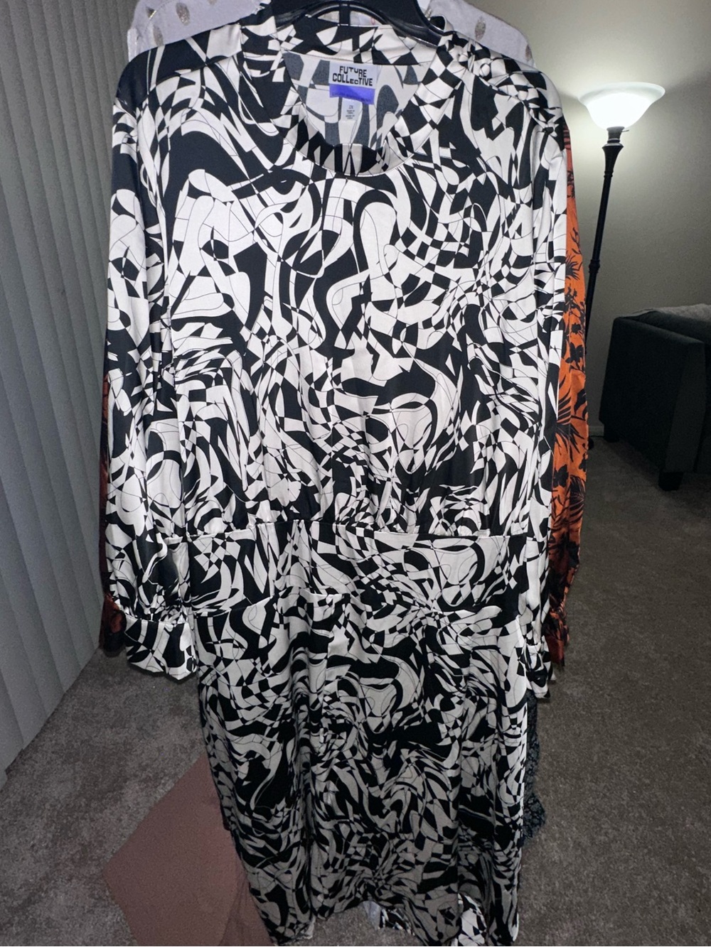 Future Collective Black & White Abstract Printed Women's Dress